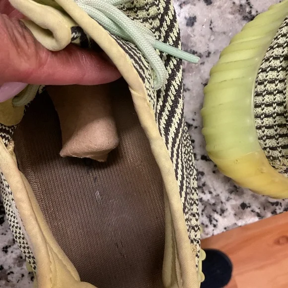 Yeezy Adidas Boost 350 V2 Sneakers Yeezrealin Green and Cream.